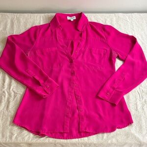 Express Hot Pink Lightweight Button Down Blouse Size S